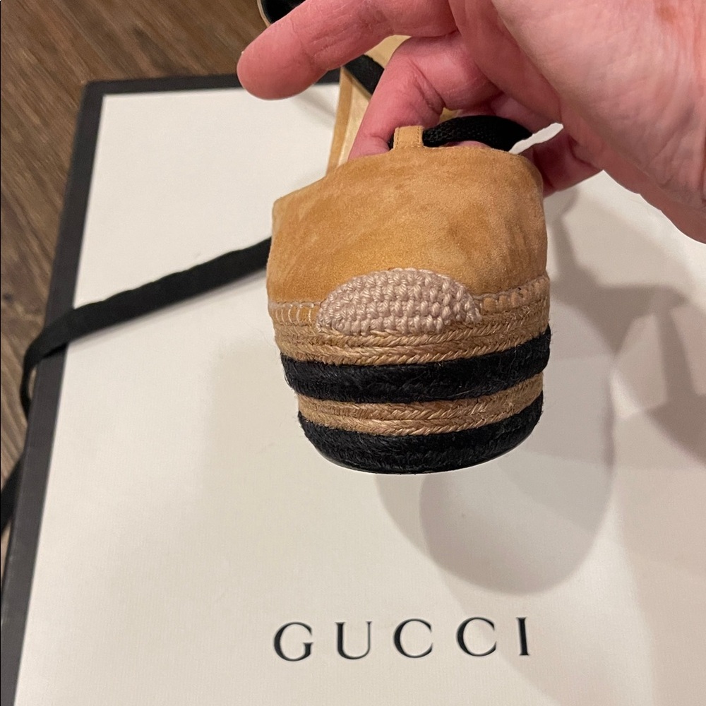 Gucci Tan and Black Espadrille Wedges - Picture 11 of 12